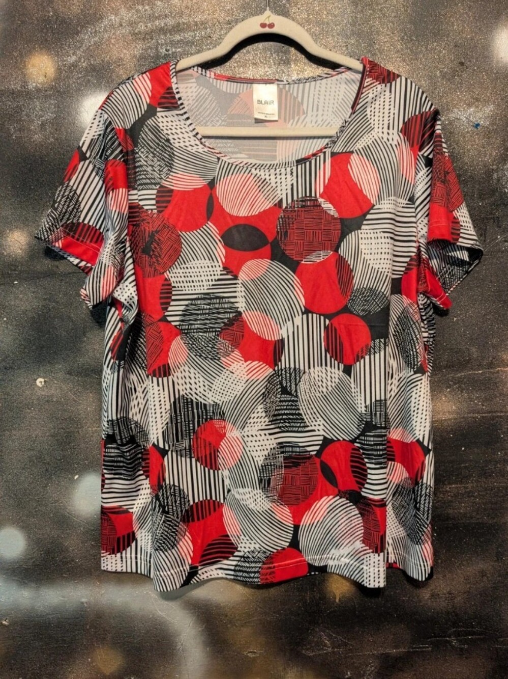 Blair Red and Black Geometric Short Sleeve Tee